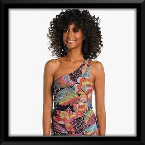 La Blanca One Shoulder Keyhole Tankini Swimsuit Top